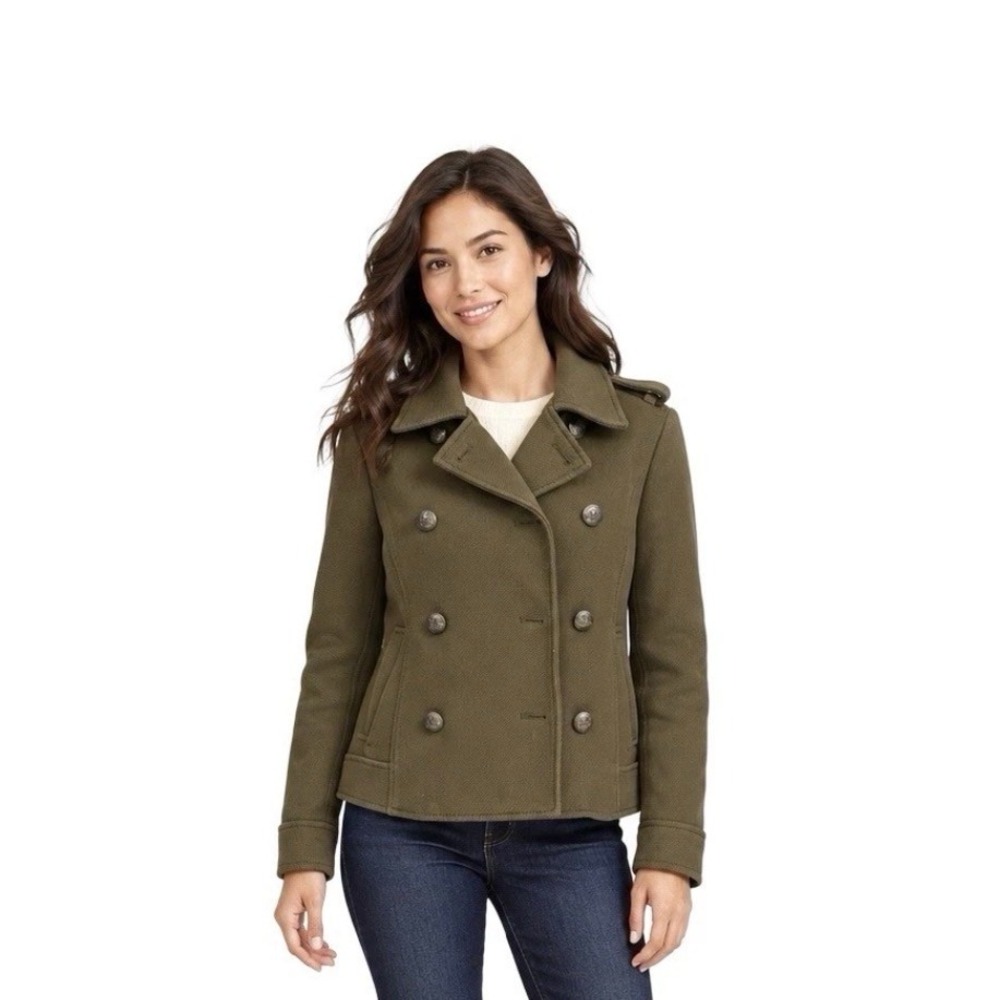 Banana Republic Military Jacket Medium Olive Green Double Breasted Crest Button